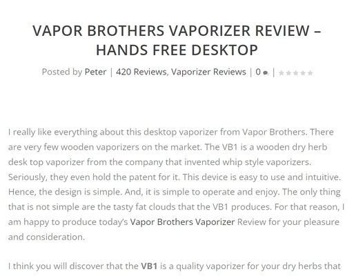 420 Reviews Vaporbrothers VB1 Vaporizer
